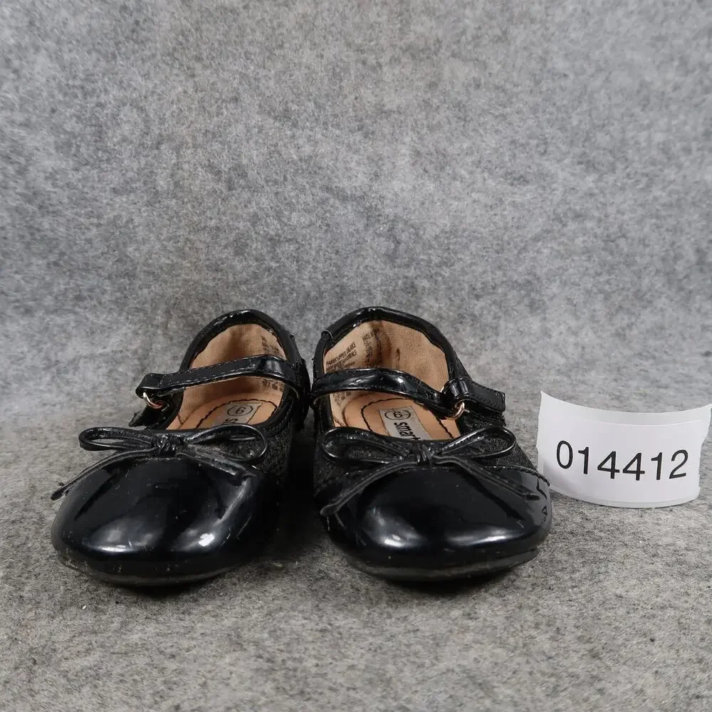 Smart Fit Shoes Toddler Baby 6 Mary Jane Ballet Flats Black Patent Bow Girls